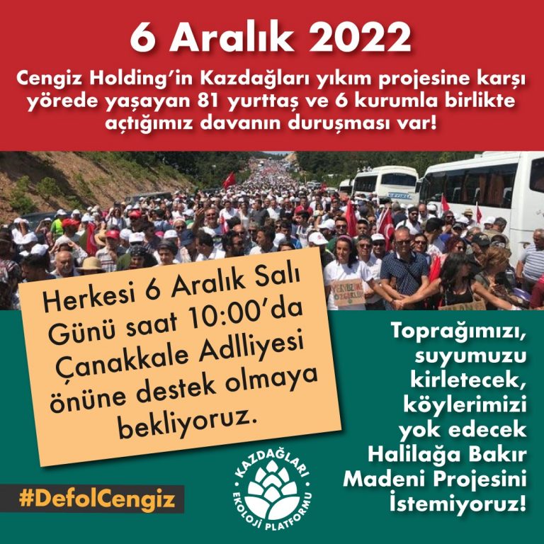 Kazdağları için Çanakkale Adliyesi’nde buluşma